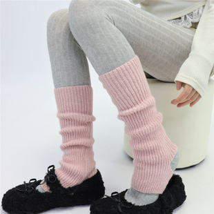 AYTofilms 韩粉秋冬针织袜套保暖毛线踩脚堆堆护腿套搭灰色打底袜