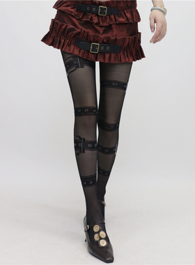 AY To films黑色个性y2k腿环丝袜小众提花连裤袜辣妹绑带大腿腿带