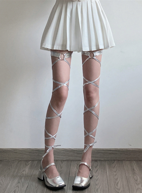 AY To films 小众个性银色交叉绑带腿环纯欲辣妹y2k大腿圈