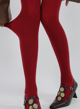 AY Tofilms红色连裤袜新年氛围安可拉红色打底袜秋冬显瘦保暖裤袜