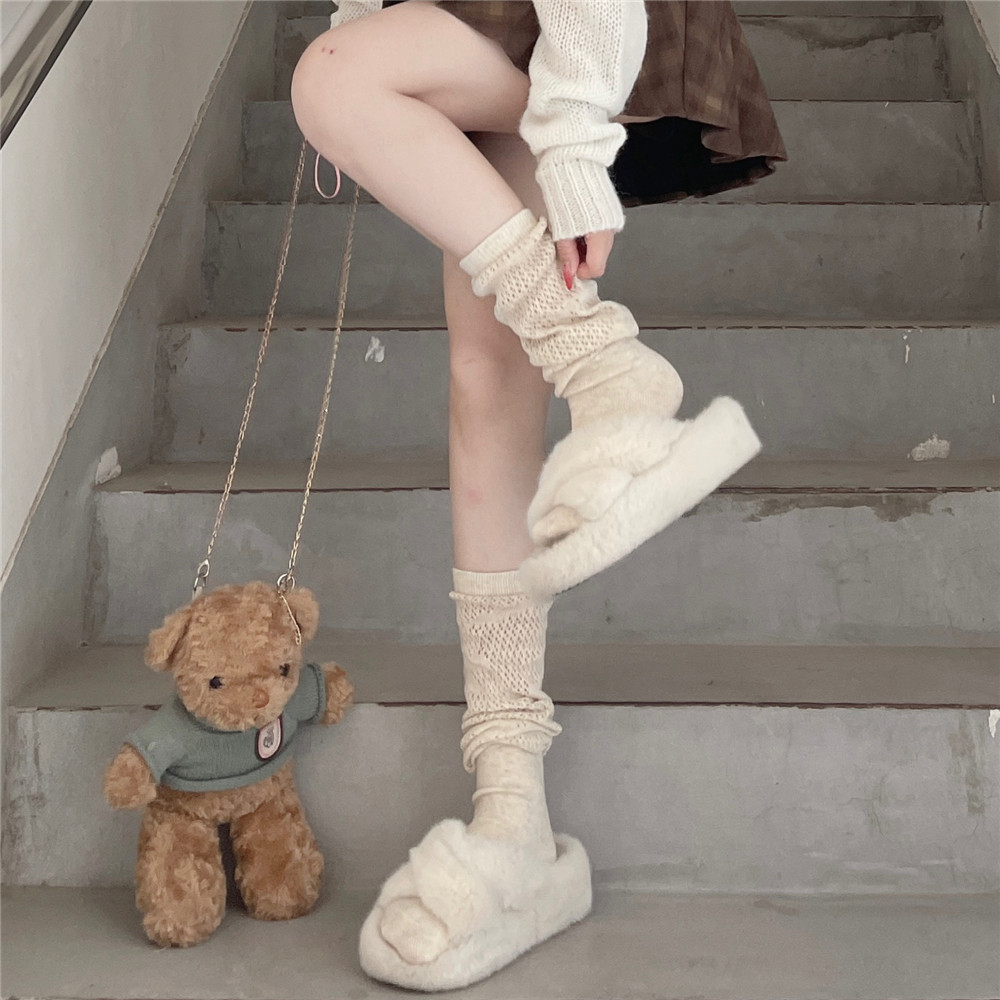 保暖镂空温柔拼接松弛感过膝袜