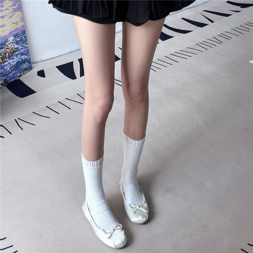 纯欲芭蕾风少女薄款花边短袜