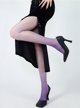 AY To films博主同款紫色渐变袜春夏薄款Y2K千禧辣妹个性彩色丝袜