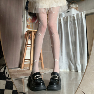 袜 Tofilms洛丽塔少女闪钻蝴蝶结奶白丝袜春夏芭蕾风防勾丝连裤