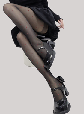 AY To films 性感辣妹显瘦黑色红色小圆点薄款丝袜彩色美腿连裤袜