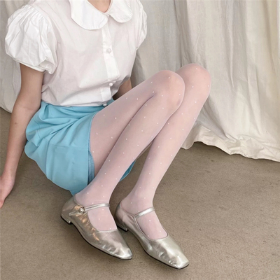 洛丽塔波点白丝纯欲甜妹超薄丝袜