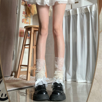 洛丽塔蕾丝蝴蝶结花边堆堆袜套