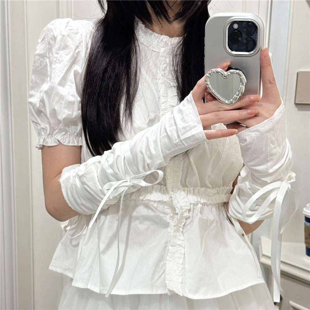 AYTofilms芭蕾风白色绑带手袖套