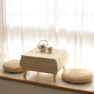 竹编创意欧式 简约榻榻米茶几小炕桌飘窗矮桌椅地台小桌子组合方桌