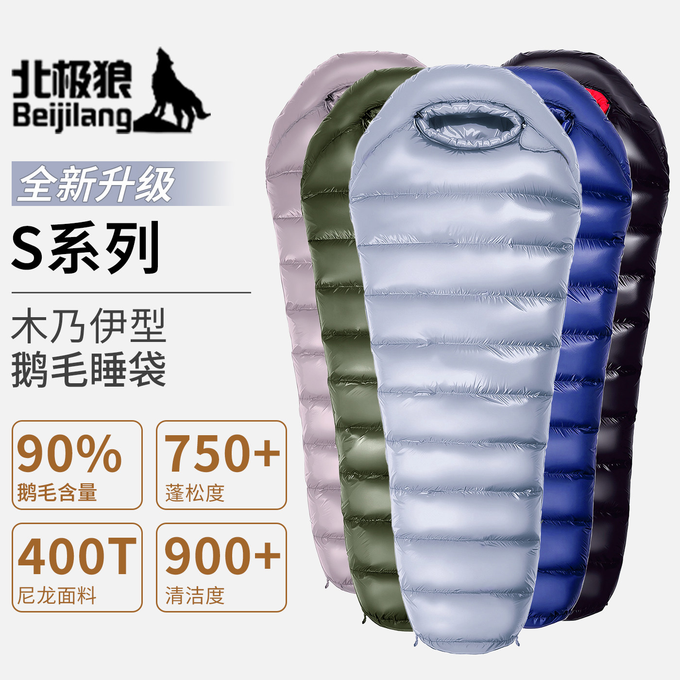 北极狼睡袋成人户外鹅绒羽绒睡袋图片