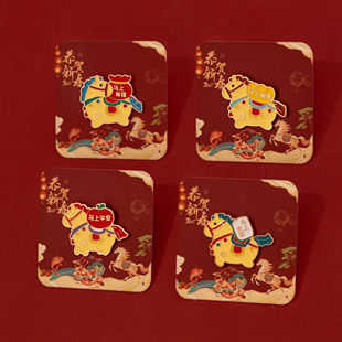 马年新年小马礼物胸针可爱马上有钱金属徽章pin衣服包包配饰儿童