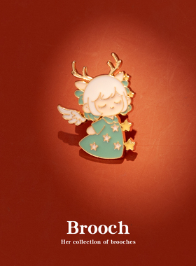 天使翅膀女孩情侣胸针潮流背包装饰衣领佩饰徽章别针扣小众设计感