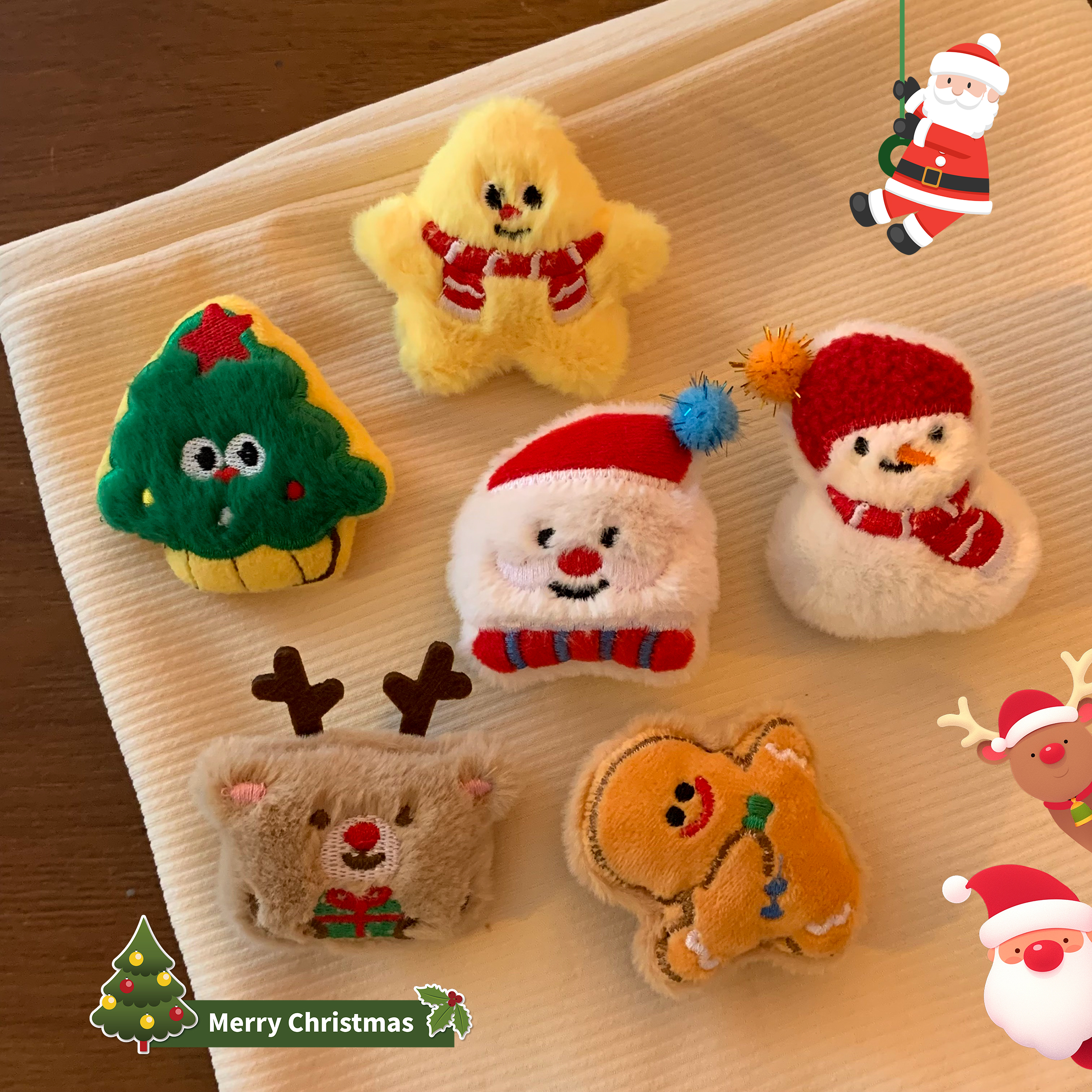 2025新款安然卡通圣诞毛绒胸针