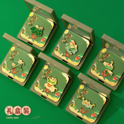 礼盒端午粽子龙舟胸针节日徽章一举高粽创意熊猫送礼物节日包装饰