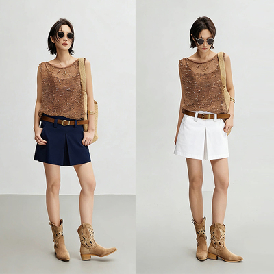 BLMD BAIEMADE 美式复古辣妹工装裙裤女褶裙设计干短裤