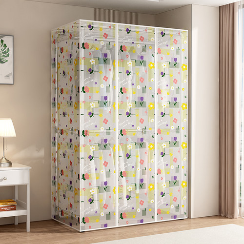 2025新型落地防尘衣柜开放式金属框架衣帽间卧室置物架挂衣杆家用