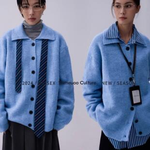 sameuoo散养文化棋盘格纹肌理感毛衣2025年潮牌潮高街潮流vibe风