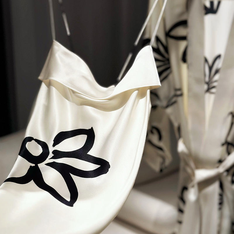 真丝睡裙高级性感水墨花朵短裙