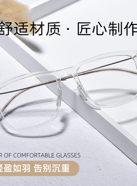 复古文艺超轻方框TR眼镜框男 时尚透明防蓝光近视眼镜女53-17-148