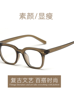 TR90超轻小方形文艺复古平光镜男 显白橄榄绿眼镜框女48-18-143