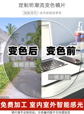 定制坊1.67 1.74超薄非球面防蓝光变色镜片 配高度数近视散光镜片