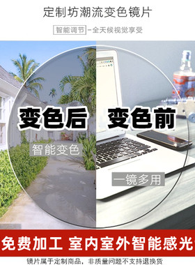 定制1.61变色镜片买镜片送镜架