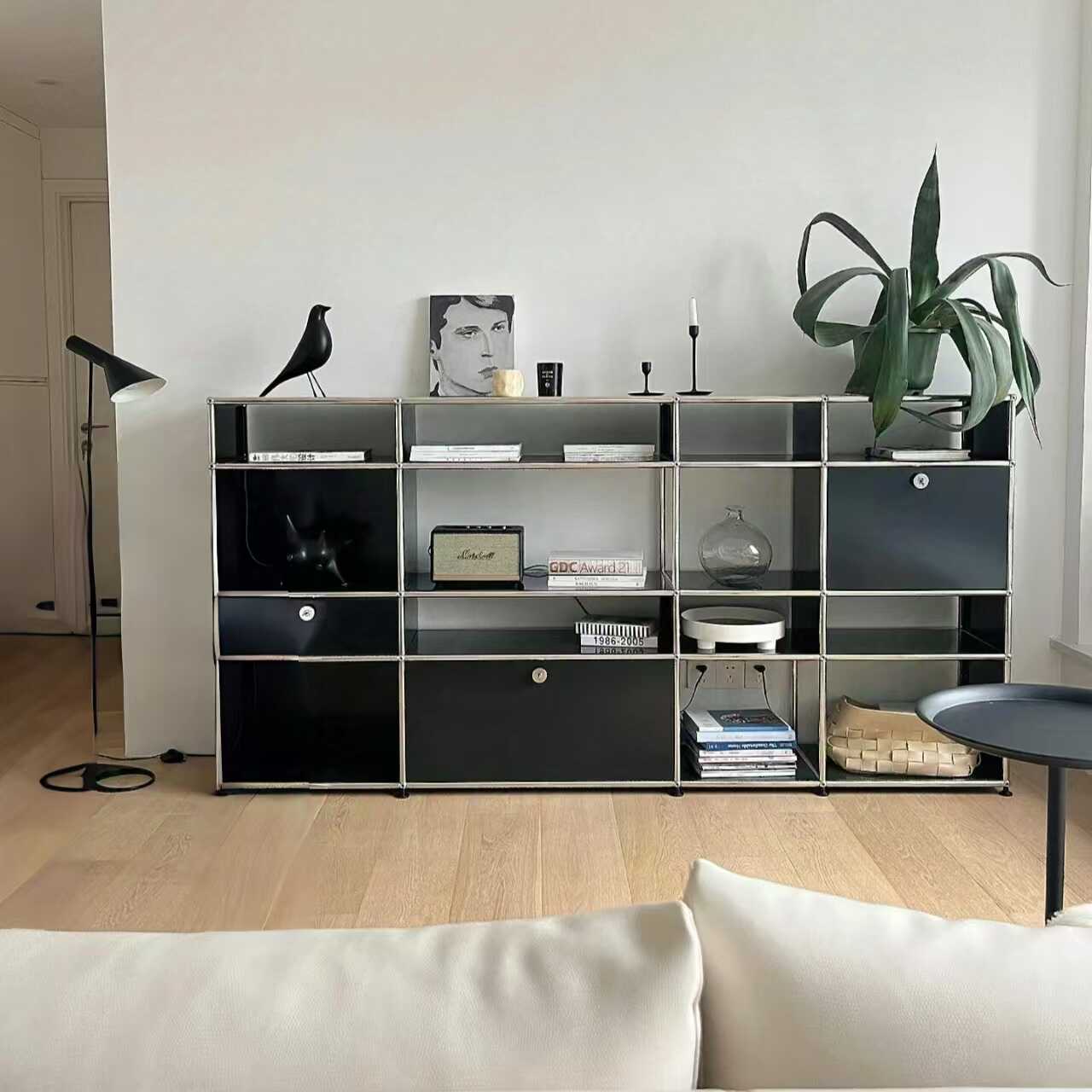 斗柜客厅不锈钢模块黑色金属陈列储物立柜包豪斯卧室高端收纳柜