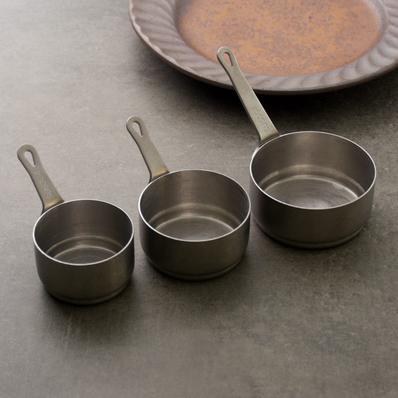 厨房304不锈钢雪花砂复古量勺烘焙计量杯奶粉咖啡粉勺60/80/100ml