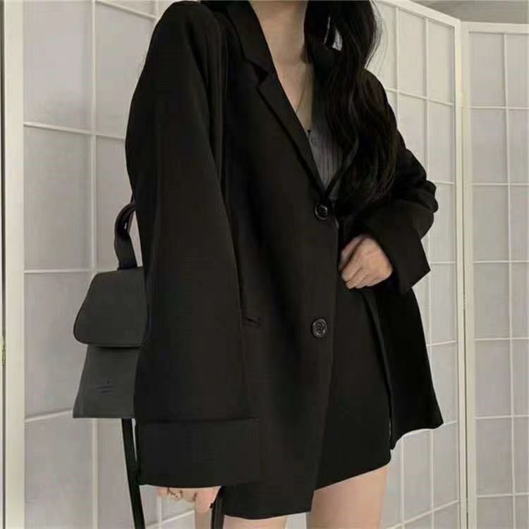 黑色小西装外套女2022早秋韩版小个子休闲西服套装上衣春秋款