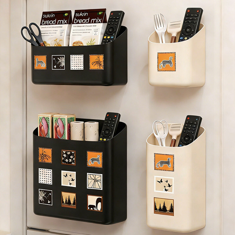 磁吸冰箱置物架壁挂免打孔烤箱侧面挂架保鲜膜储物厨房用品收纳盒
