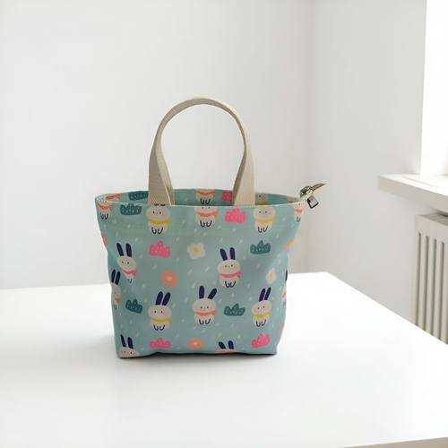 日系简约印花迷你手提帆布小包