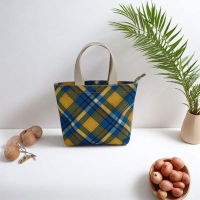 帆布包小清新格子手提袋