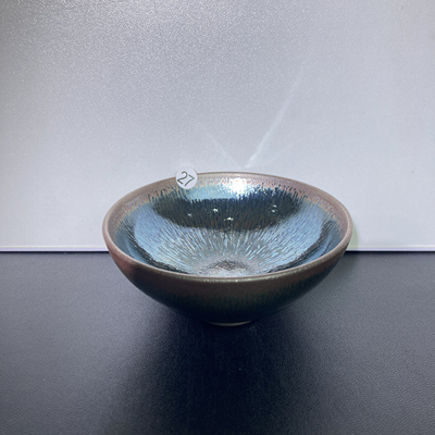 建窑建盏原矿原釉柴烧兔毫平口建盏高端主人茶盏茶杯