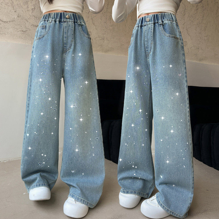 女童牛仔裤春秋2026新款中大童洋气时髦阔腿裤休闲女孩直筒长裤子,童装/婴儿装/亲子装,儿童牛仔裤,淘宝优惠券,粉丝福利购,淘宝优惠卷