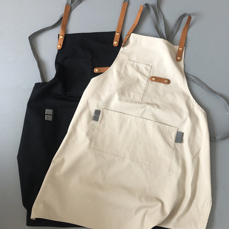 帆布定制logo印字餐厅服务员围裙