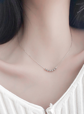 豆豆圆珠925纯银项链女2025年新款潮高级感锁骨链气质小众饰品