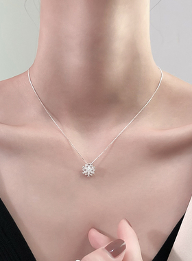 纯银小众设计雪花法式轻奢毛衣链