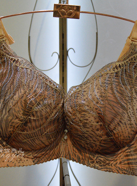 美思文胸女559薄款有钢圈豹纹软绵杯BC杯聚拢v型女士内衣专柜正品