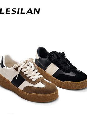 爱乐诗兰复古厚底黑色德训鞋子新爆女款春夏季百搭小众真皮4C30