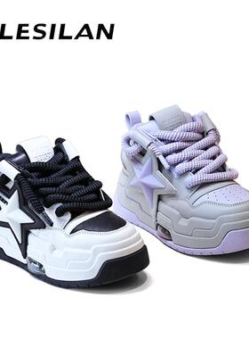 爱乐诗兰欧货潮鞋真皮拼色五角星厚底增高休闲鞋3Q13