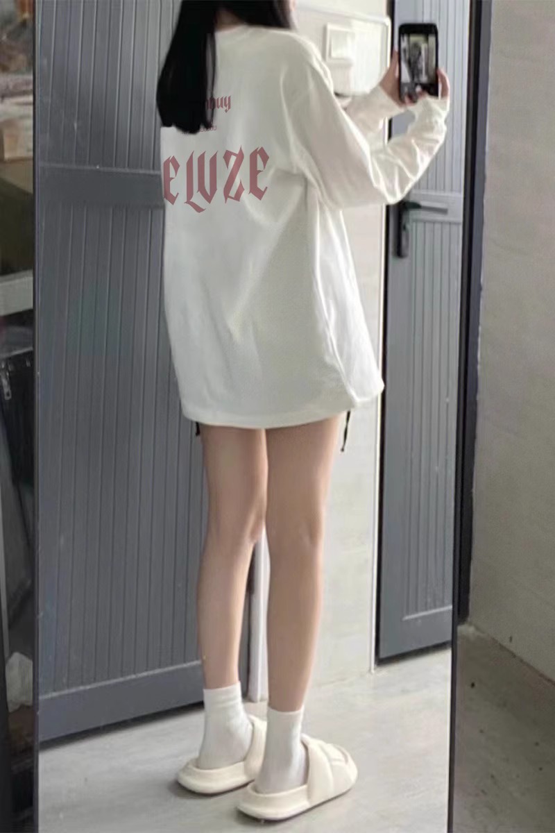 纯棉长袖t恤oversize宽松上衣