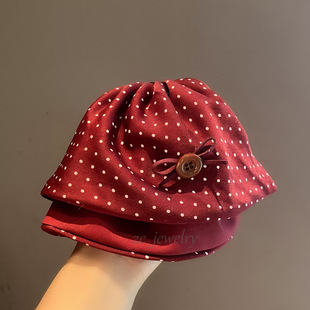 纽扣蝴蝶结红色波点裙摆发夹子头发抓夹后脑勺盘发夹半扎发鲨鱼夹