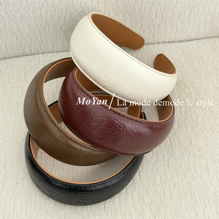 纹理感pu皮发箍女款宽边高颅顶发卡日常外戴高级感头箍头饰发饰
