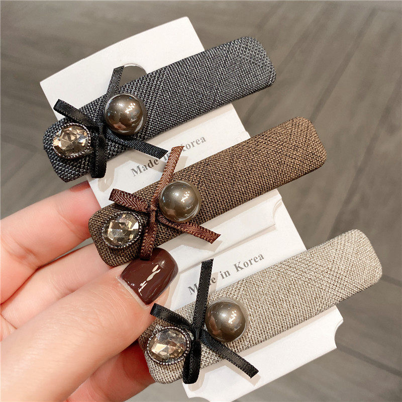 韩国高级感珍珠BB夹蝴蝶结水钻发夹女刘海夹碎发气质卡侧边夹头饰