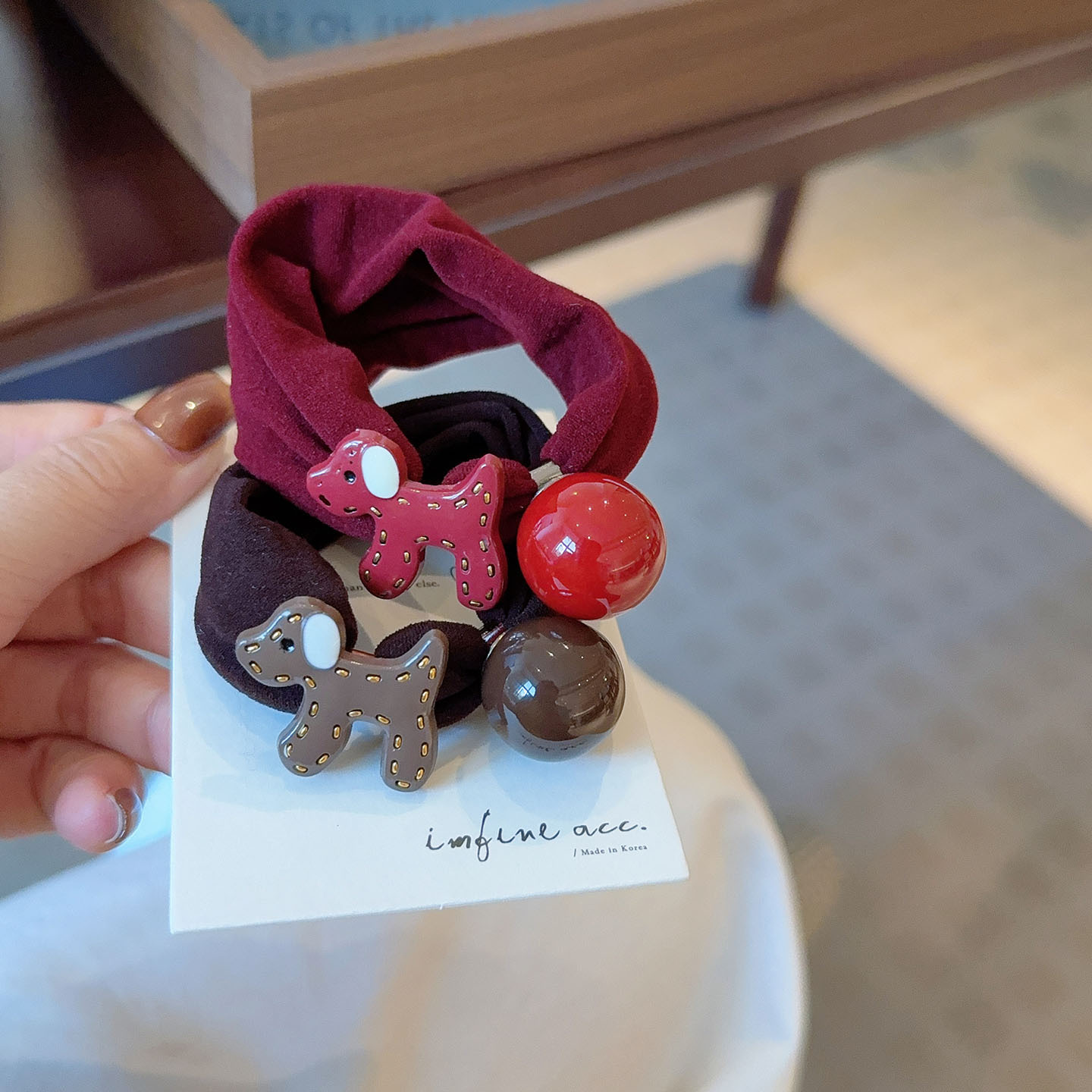 可爱小狗球球发绳加宽高弹力毛巾圈扎发头绳百搭发圈绑发皮筋发饰