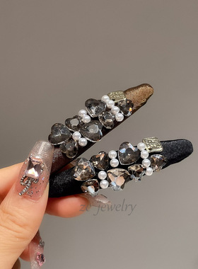 重工水晶缎面布艺 BB 夹女轻奢高级刘海夹侧边碎发夹精致百搭发饰
