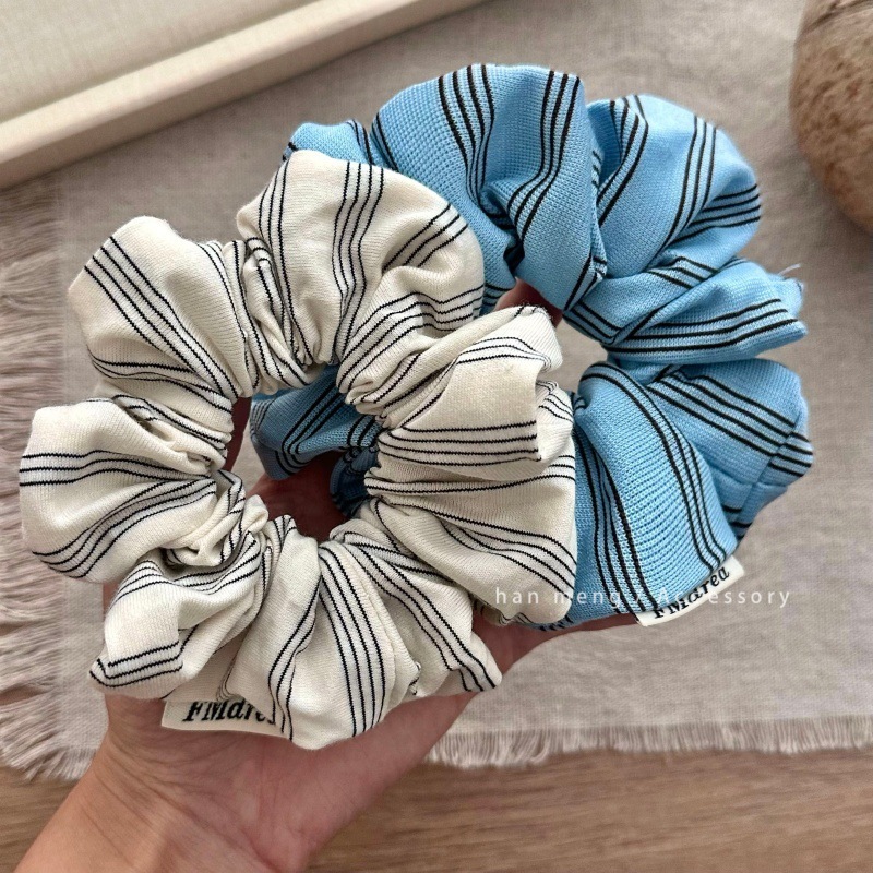 韩系条纹大肠发圈百搭新款这头绳马尾丸子头发绳弹力皮筋头花发饰