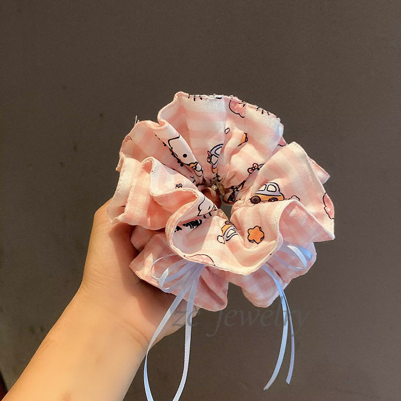 粉色格纹猫咪印花大肠发圈头绳马尾橡皮筋蝴蝶结皮套甜美扎头发绳,饰品/流行首饰/时尚饰品新,发饰,淘宝优惠券,粉丝福利购,淘宝优惠卷