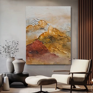 XD手绘油画中古风客厅装 饰画肌理画玄关复古挂画沙发酒店设计油画