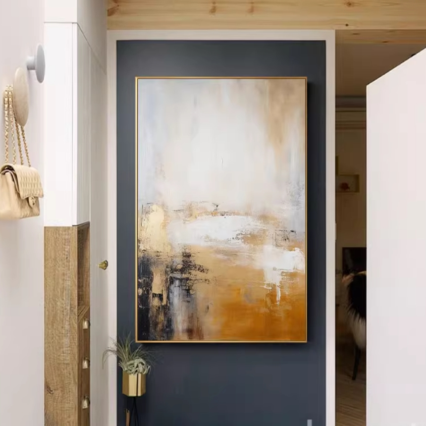 XD手绘油画《秋晨》客厅沙发背景装饰画现代玄关抽象画卧室挂画